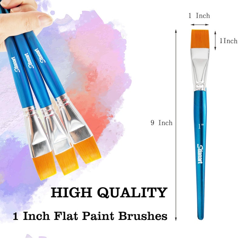 Sdanart 1 inch Flat Paint Brushes for Acrylic Paintingï¼Œ3 PCS Large Acrylic Paint Brush Bulkï¼ŒFabric Paintbrushes Craft Brushï¼ŒArtists Paintbrush for Watercolor Oil Rock Face Body Art Canvas (3) - Image 2