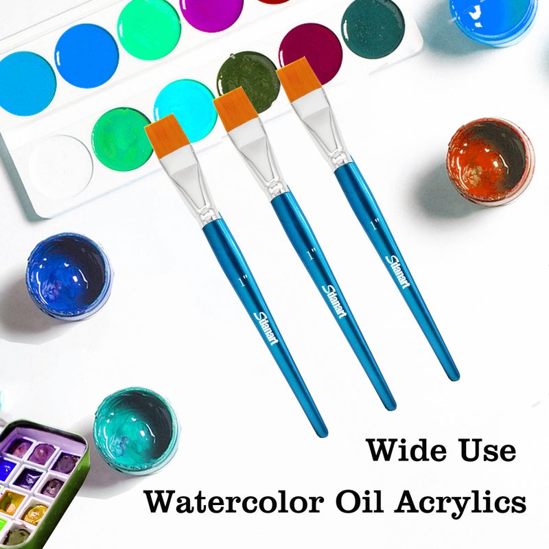 Sdanart 1 inch Flat Paint Brushes for Acrylic Paintingï¼Œ3 PCS Large Acrylic Paint Brush Bulkï¼ŒFabric Paintbrushes Craft Brushï¼ŒArtists Paintbrush for Watercolor Oil Rock Face Body Art Canvas (3) - Image 4
