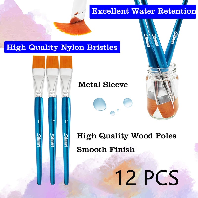 Sdanart 1 inch Flat Paint Brushes for Acrylic Paintingï¼Œ3 PCS Large Acrylic Paint Brush Bulkï¼ŒFabric Paintbrushes Craft Brushï¼ŒArtists Paintbrush for Watercolor Oil Rock Face Body Art Canvas (3) - Image 3