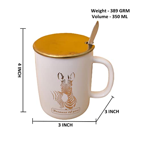 Kunhar Ceramic Coffee Mug, Milk Mug with Spoon - 350 ML - Image 2