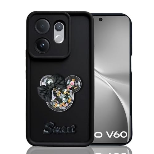 KC Back Cover for Vivo V60 5G / V60e 5G / Vivo T4 Pro 5G - Stylish Sweet Bunny Ear & Bowknot Soft Bumper Silicone Case with New Camera Protection (Black) - Image 1