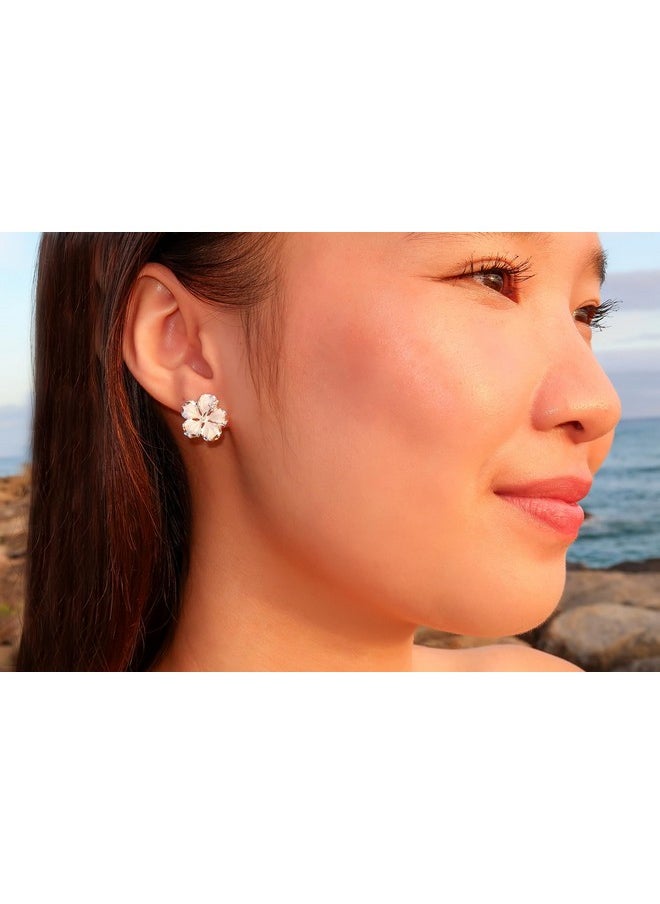 Hawaiian Silver Jewelry - Sterling Silver 5 8 Inch Hibiscus Stud Earrings - Image 1