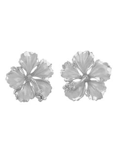 Sterling Silver 5 8 Inch Hibiscus Stud Earrings