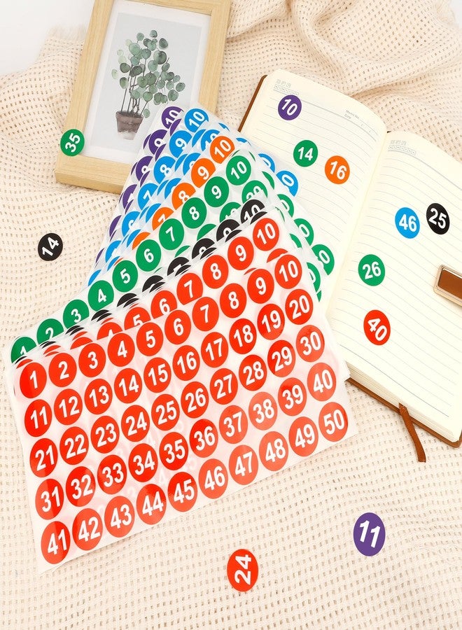 Linsuminn Consecutive Number Stickers, 900 PCS Number Stickers 1 to 50, 18 Sheets 1 Inch Vinyl Round Number Labels Circle Decals for Office School Teacher Classroom Inventory Storage Supplies Multicolor - Image 4
