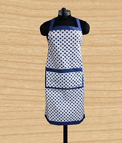 Dekor World Cotton Printed Polka Dot Free Size Kitchen Apron (Pack of 1) 50x70cm for Unisex - Image 4
