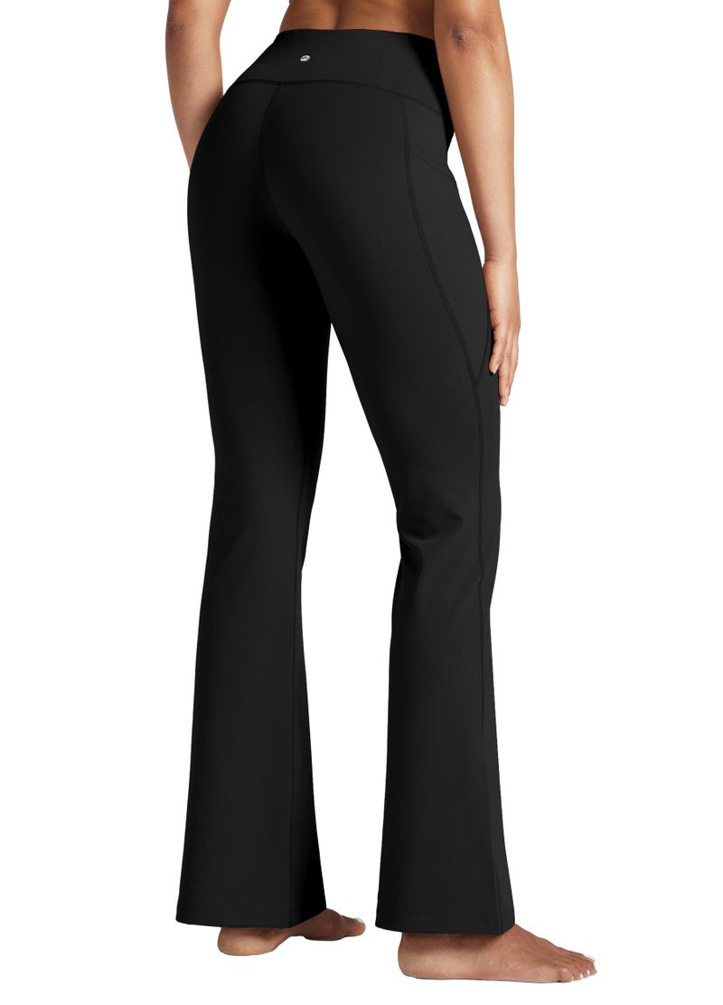 Willit Women's Yoga Pants Flare Leggings Bootcut High Waist Tummy Control Workout Pants with Pockets 31" Black L - Image 2