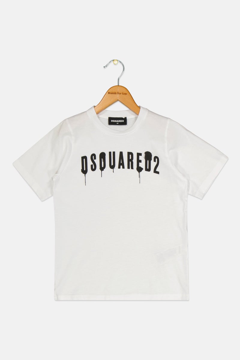DSQUARED2 Kids Boy Short Sleeves Brand Logo T-Shirt, White - Image 1