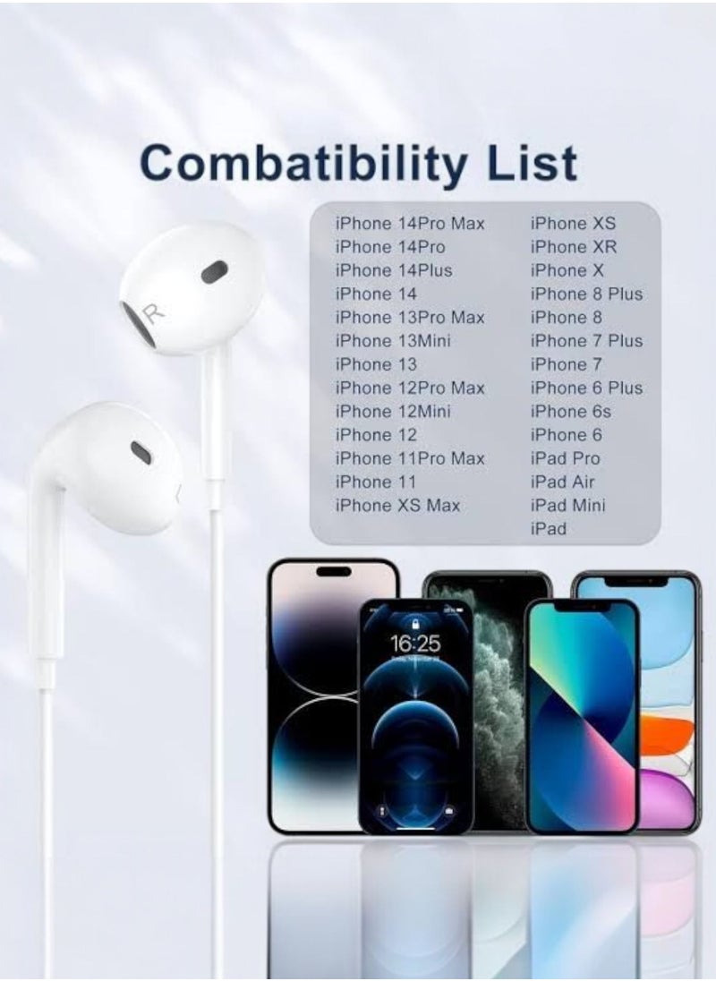 Generic - Wired Earphone with Lightning Connector for iPhone [MFi Certified] - White - Image 1
