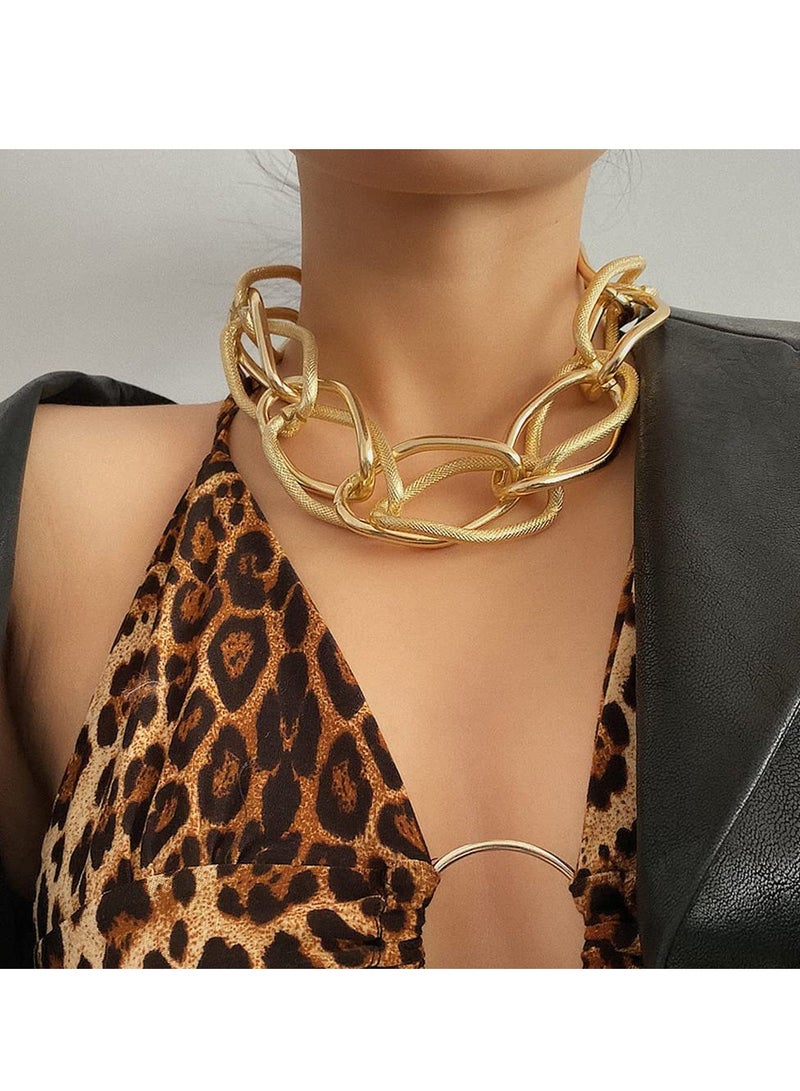 KASTWAVE Gold Chunky Choker Necklace, Chunky Choker Necklace for Women, 18K Gold Chain Necklace Costume Accessory for Women Girls, Necklace Jewelry Gifts - Image 4