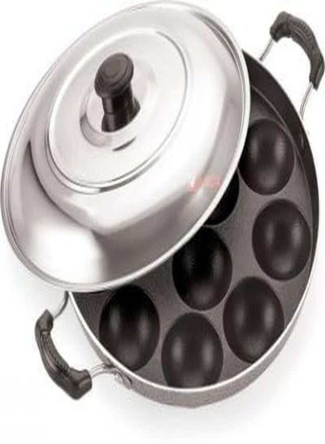 AESTROKE Non-Stick Appam Maker Pan with Lid, 12 Cavity, Double Handle, Black - Image 4