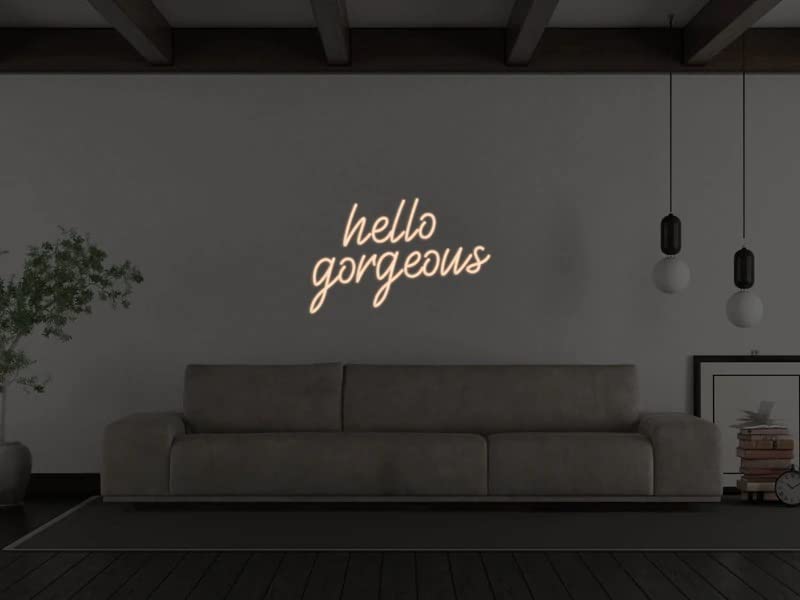 NEON SIGNS INDIA NEON SIGNS INDIA Hello Gorgeous led Light for Home Decorative Sign WallDecor for Wedding Party Kids RoomLiving Room HouseBarPubHotelRestaurant 8 15 Inch Warm White  - Image 1
