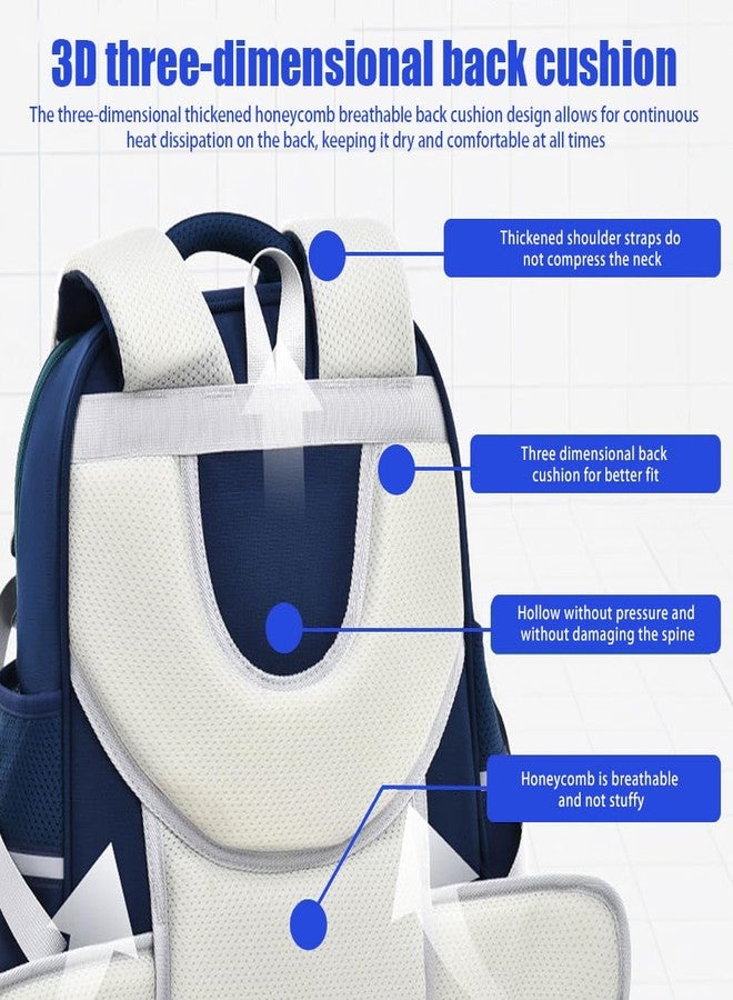 PALAY® School Backpack for Kids Waterproof School Backpack with Chest Buckle & Reflective Strip Kids Burden-relief for 5-10 Years Old,Dark Blue - Image 5