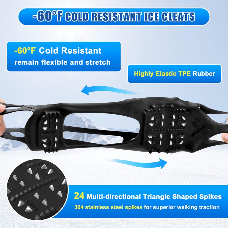 JOGFFDE Ice Cleats for Shoes and Boots,Crampons Snow Traction Cleats for Walking on Snow and Ice,Non-Slip Shoe Grippers Slip-on Overshoe Stretch Footwear for Winter Walking Hiking Fishing(L) - Image 4