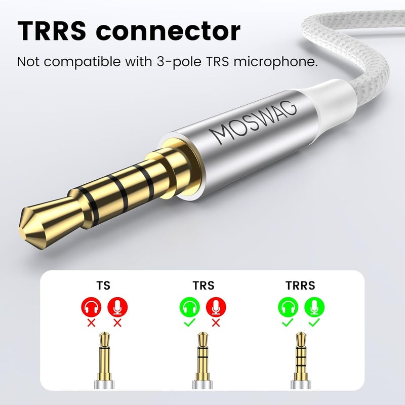 MOSWAG Mic Headphone Splitter Headset Splitter Cable 3.5mm Male to 2 Ports 3.5mm Female Audio Microphone Cable for Apple, Samsung, Tablets, Etc. - Image 5