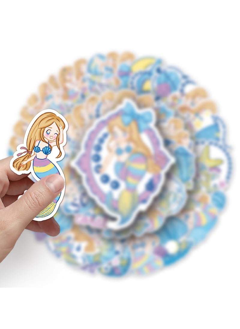 ORAINBOW 50Pcs Cute Mermaid Stickers Waterproof Vinyl Princess Sticker for Water Bottles Laptop Guitar Skateboard Helmet Bike Car Decals Party Favors Supplies Home Decor  - Image 5