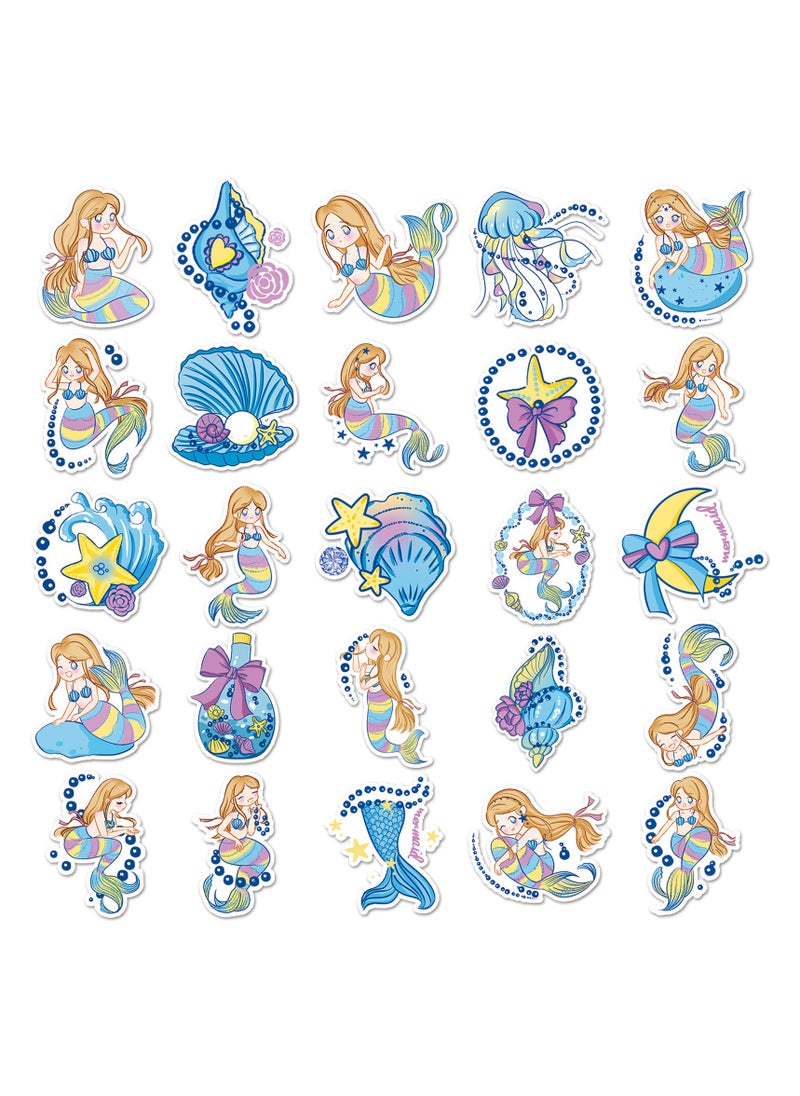 ORAINBOW 50Pcs Cute Mermaid Stickers Waterproof Vinyl Princess Sticker for Water Bottles Laptop Guitar Skateboard Helmet Bike Car Decals Party Favors Supplies Home Decor  - Image 3