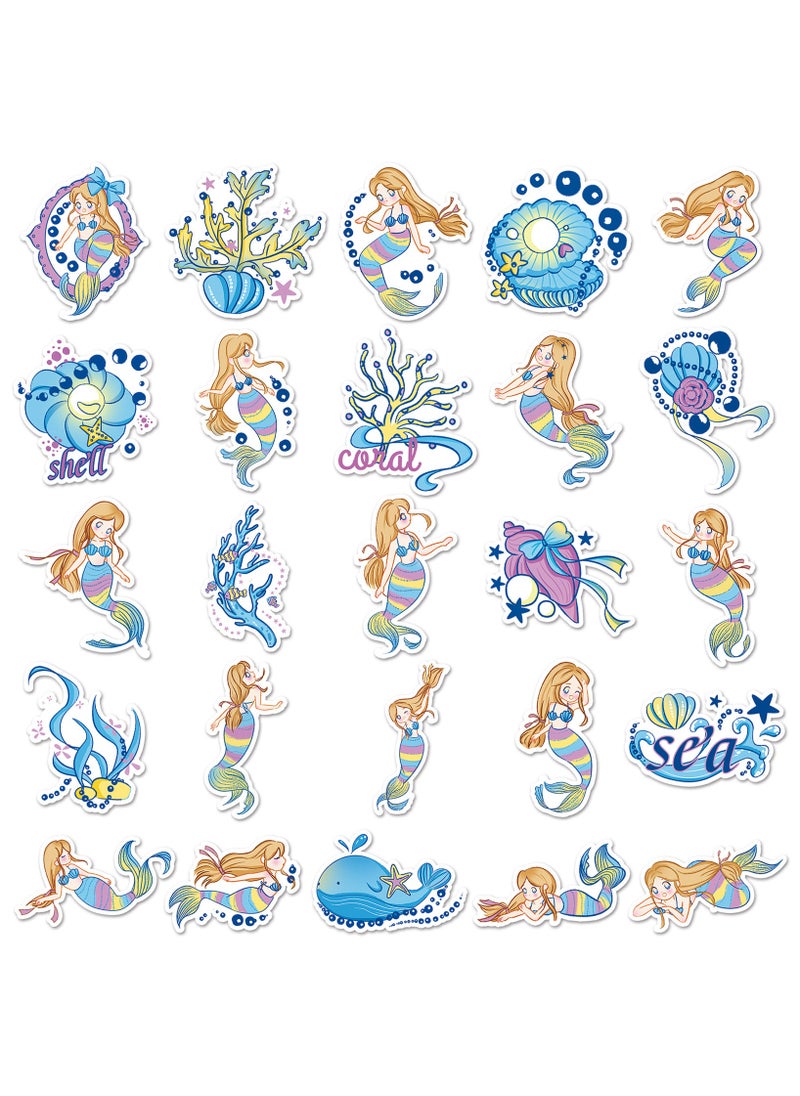 ORAINBOW 50Pcs Cute Mermaid Stickers Waterproof Vinyl Princess Sticker for Water Bottles Laptop Guitar Skateboard Helmet Bike Car Decals Party Favors Supplies Home Decor  - Image 4