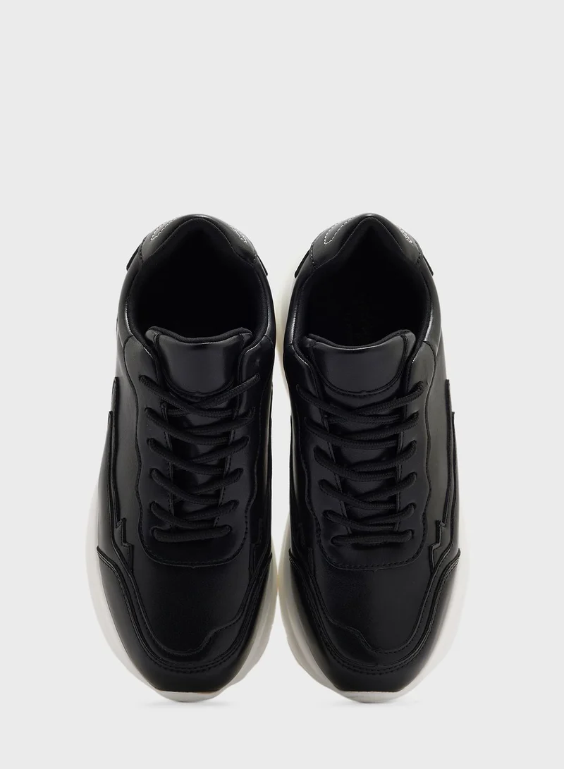 Ginger Mixed Lace Detail Chunky Sneaker