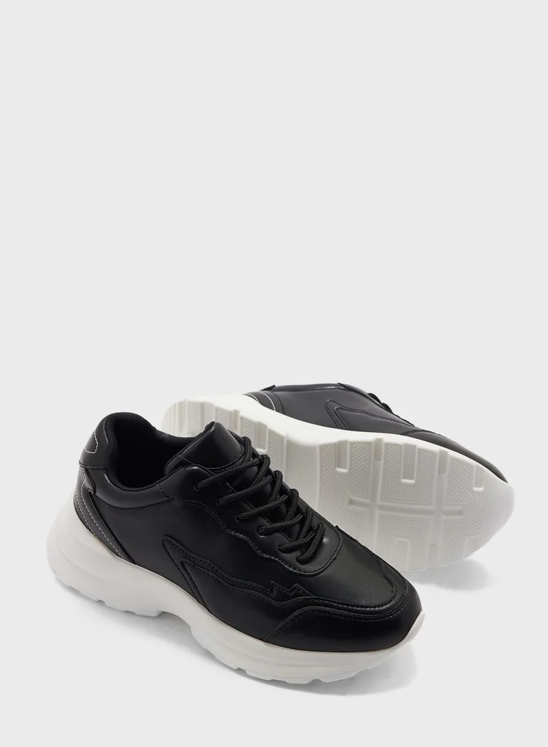 Ginger Mixed Lace Detail Chunky Sneaker