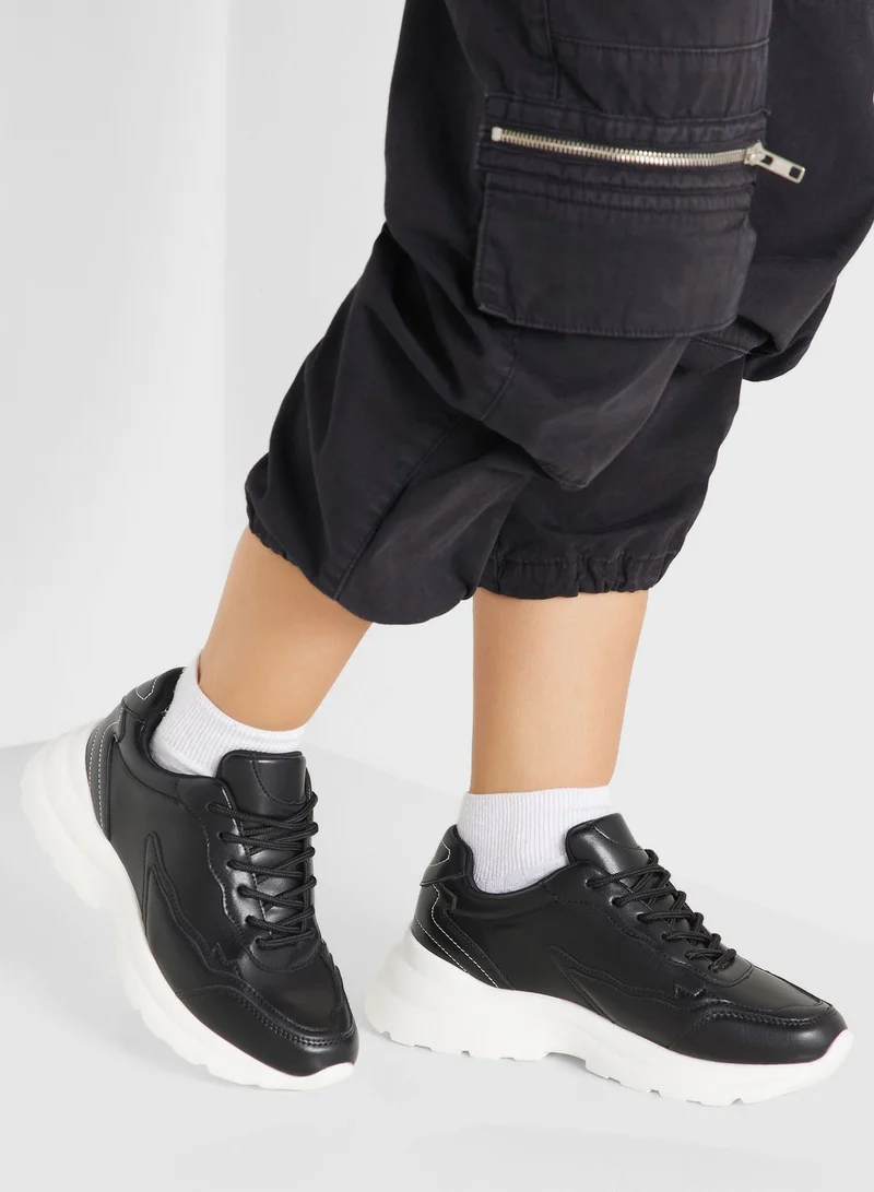 Ginger Mixed Lace Detail Chunky Sneaker