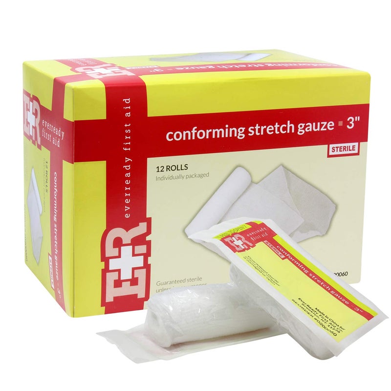 Ever Ready First Aid Sterile Conforming Gauze Roll Bandage - Box of 12-3 inch - Image 1