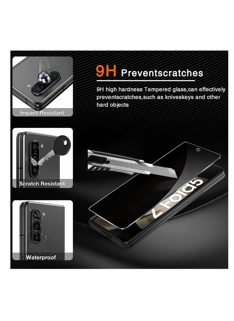 Aookay - [6-in-1] Screen Protector for Samsung Galaxy Z Fold 6, 2 TPU Inner Privacy Screen Protectors + 2 Tempered Glass Outer Privacy Screen Protectors + 2 Camera Lens Protectors No bubbles - Image 1