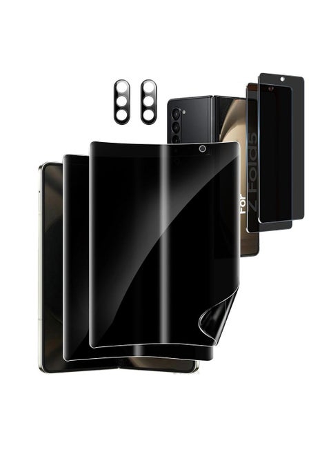 [6-in-1] Screen Protector for Samsung Galaxy Z Fold 6, 2 TPU Inner Privacy Screen Protectors + 2 Tempered Glass Outer Privacy Screen Protectors + 2 Camera Lens Protectors No bubbles