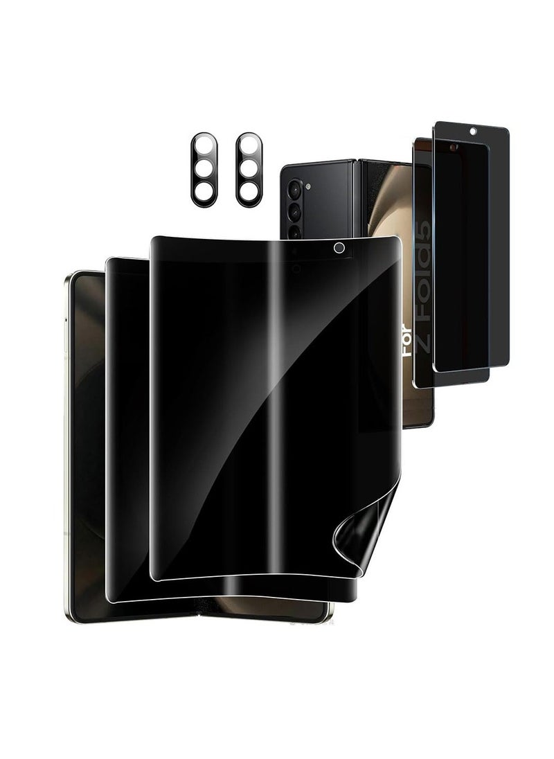 Aookay - [6-in-1] Screen Protector for Samsung Galaxy Z Fold 6, 2 TPU Inner Privacy Screen Protectors + 2 Tempered Glass Outer Privacy Screen Protectors + 2 Camera Lens Protectors No bubbles - Image 1