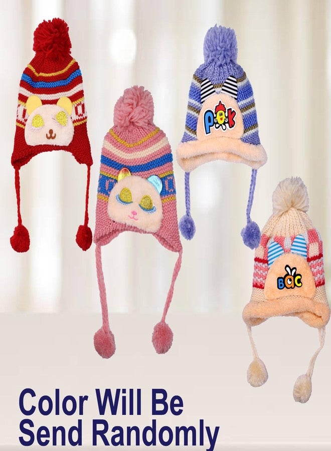 GLAN 2 Pcs Winter Warm Babies Smile Face Fur Cap Hat with Pom Pom String Multicolor - Image 5