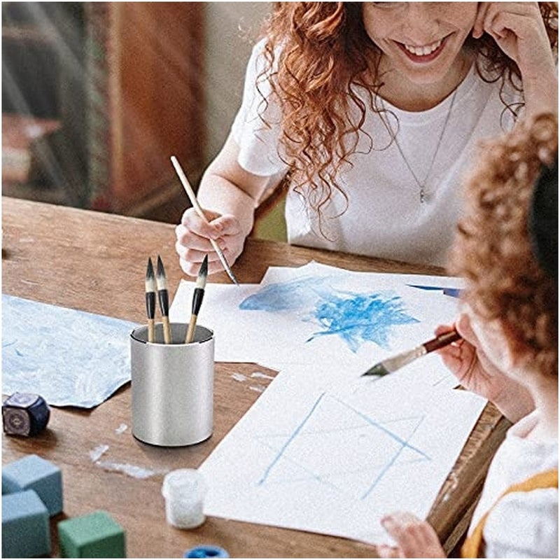 Levesica Metal Pen Holder Aluminum Pencil Holder Round Desktop Organizer - Image 2