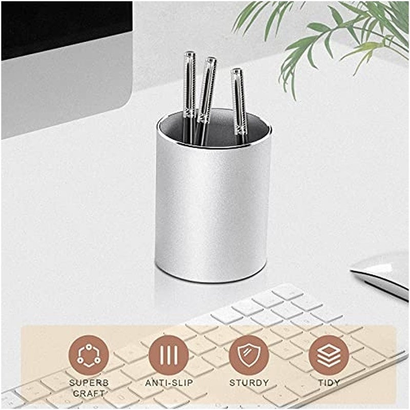 Levesica Metal Pen Holder Aluminum Pencil Holder Round Desktop Organizer - Image 3