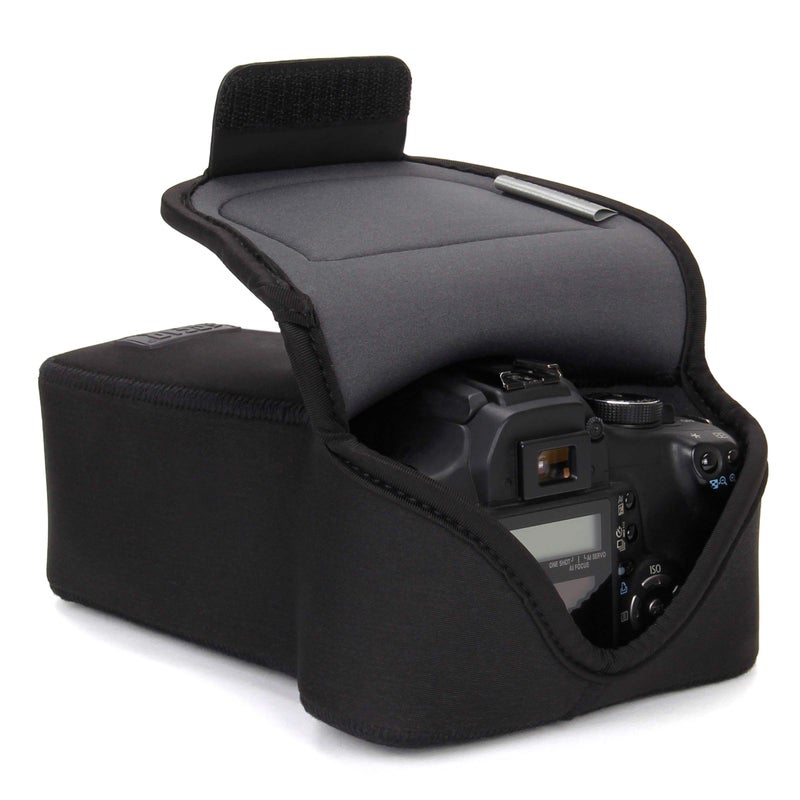 USA GEAR Camera Sleeve and Zoom Lens DSLR Camera Case with DSLR Sleeve Protection, Holster Belt Loop and Accessory Storage - Compatible with Canon, Nikon, Sony, Olympus, Pentax and More (Black) - Image 1