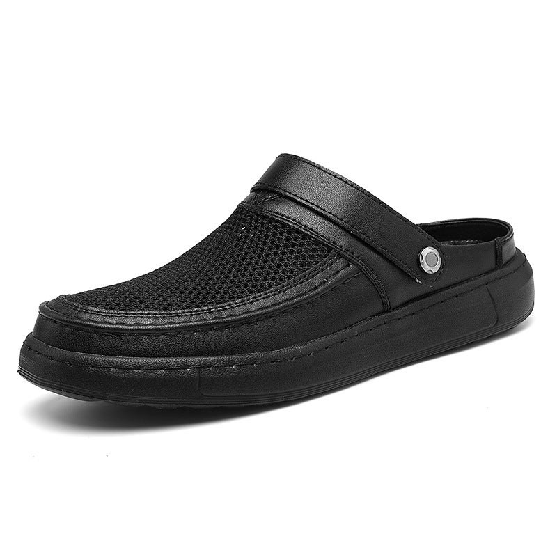 Popular Hollow Toe Sandals For Men, Summer Beach Shoes, Soft-Soled Mesh Breathable Sandals, Men'S Large Size Slippers - Image 1