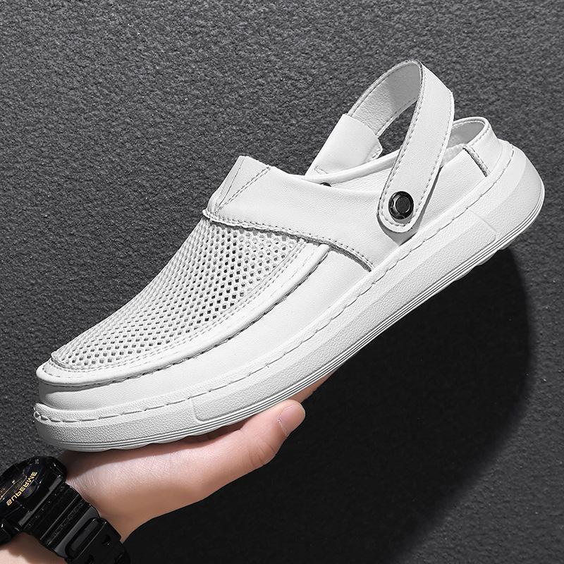 Popular Hollow Toe Sandals For Men, Summer Beach Shoes, Soft-Soled Mesh Breathable Sandals, Men'S Large Size Slippers - Image 2