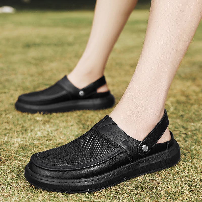 Popular Hollow Toe Sandals For Men, Summer Beach Shoes, Soft-Soled Mesh Breathable Sandals, Men'S Large Size Slippers - Image 4