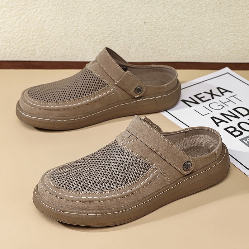 Popular Hollow Toe Sandals For Men, Summer Beach Shoes, Soft-Soled Mesh Breathable Sandals, Men'S Large Size Slippers - Image 3