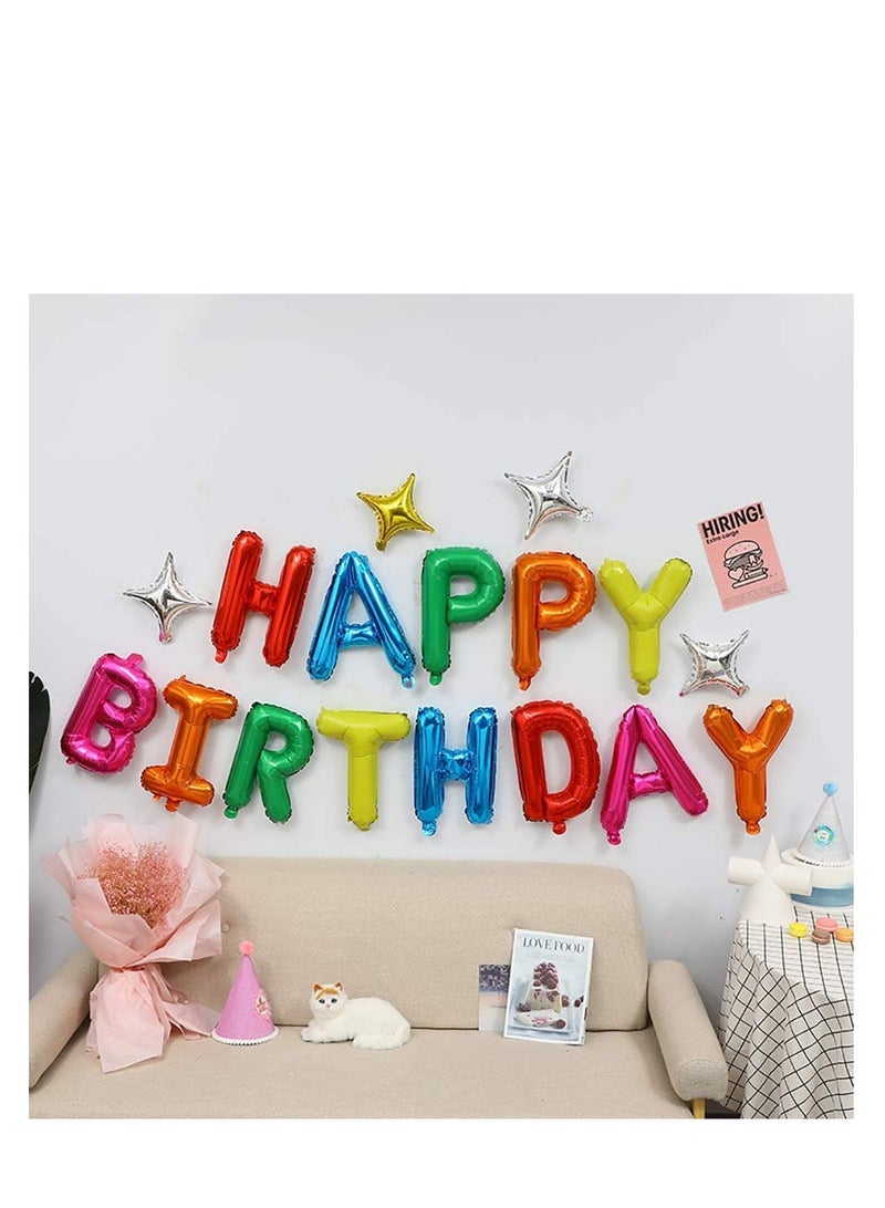 MARKQ Rainbow Happy Birthday Balloon Banner [16 Inch] - Mylar Foil Letter Sign for Birthday Party Decorations  - Image 3