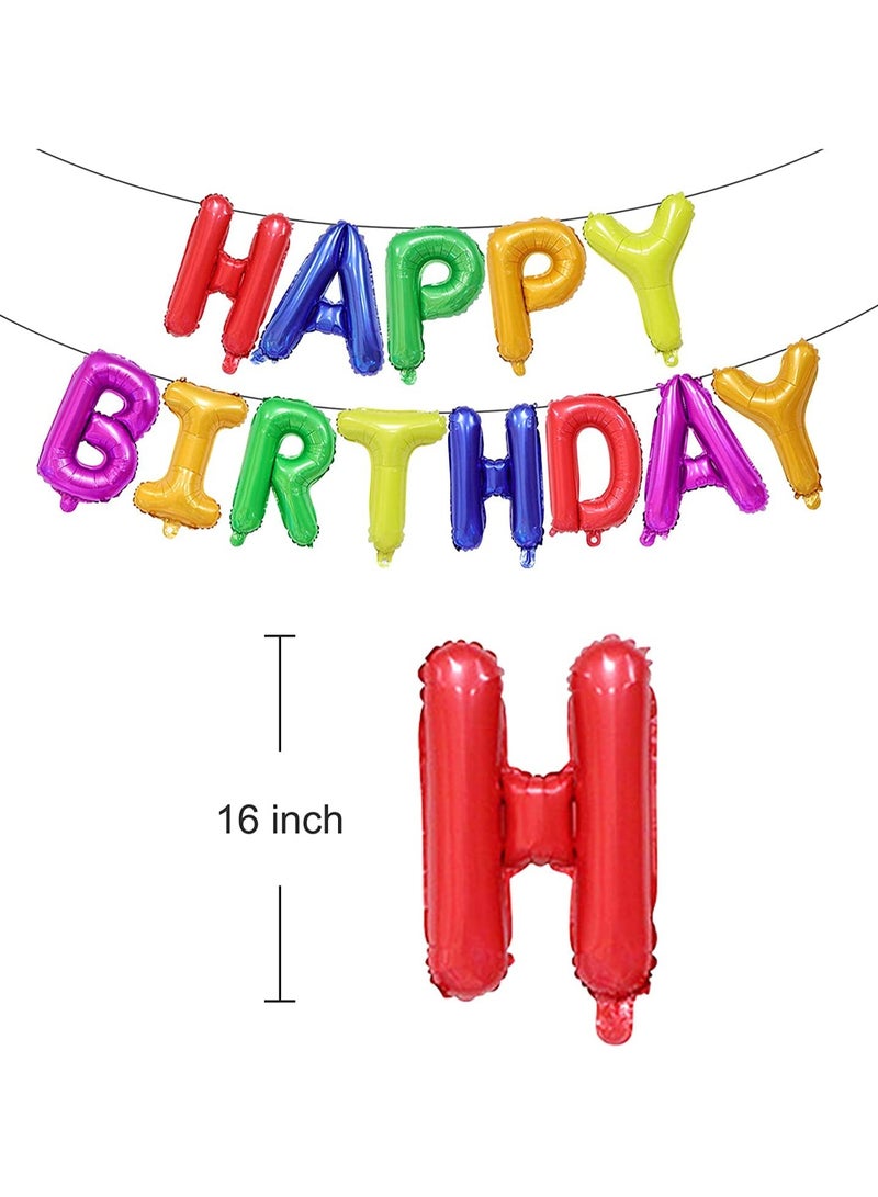 MARKQ Rainbow Happy Birthday Balloon Banner [16 Inch] - Mylar Foil Letter Sign for Birthday Party Decorations  - Image 2