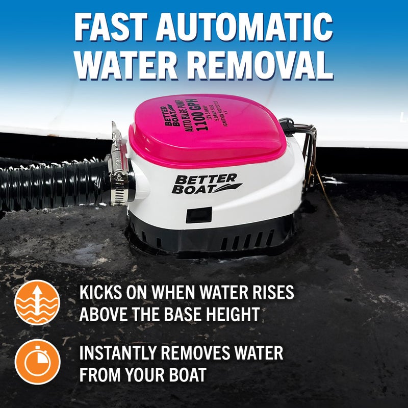Better Boat Automatic Bilge Pump, 1100 GPH 12V Submersible Pump with Built-In Float Switch, 1 1/8 Inch Outlet, Compatible with Bass Boats, Jon Boats, and More - Image 3