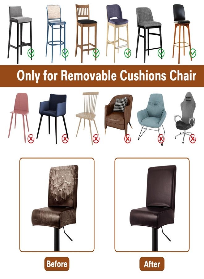 WUSOUPU PU Leather Bar Stool Covers with Backs, 4 Pack Stretch Waterproof Bar Stool Chair Covers Washable & Comfortable Barstool Covers Slipcovers with Back for Pub/Counter/Dining Room Decoration (Brown) - Image 5