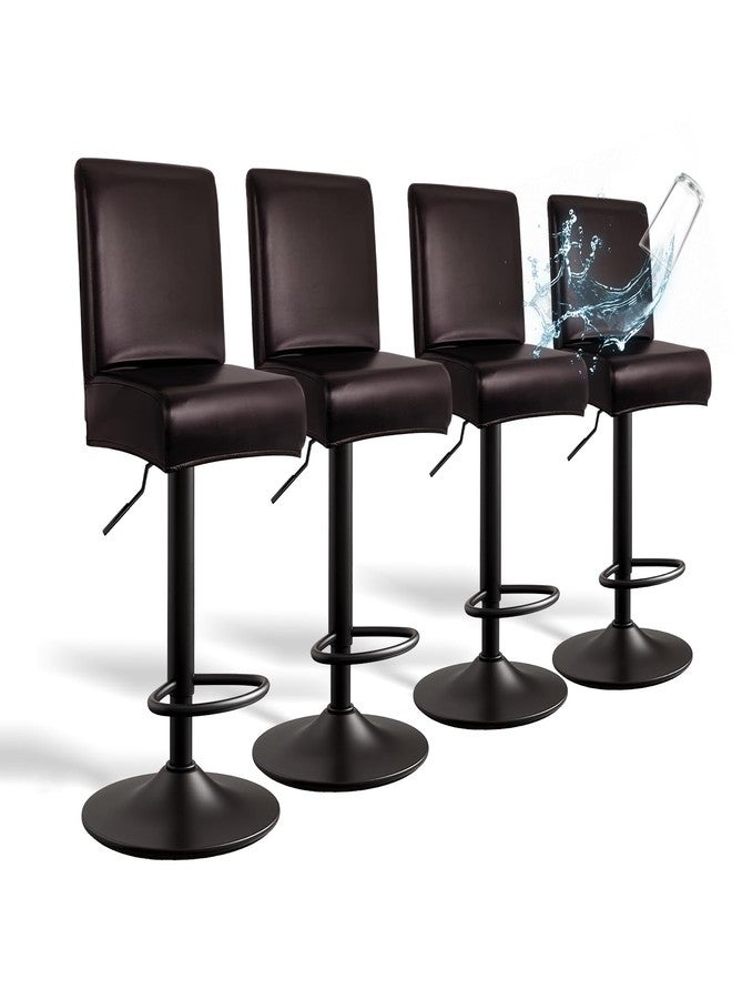 WUSOUPU PU Leather Bar Stool Covers with Backs, 4 Pack Stretch Waterproof Bar Stool Chair Covers Washable & Comfortable Barstool Covers Slipcovers with Back for Pub/Counter/Dining Room Decoration (Brown) - Image 1