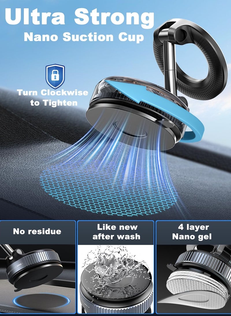 Flushrenic Vacuum Magnetic Phone Holder, compatible with MagSafe, 360° adjustable magnetic phone mount, compact foldable portable phone holder for your car, suitable for all smartphones and all vehicle models. - Image 4