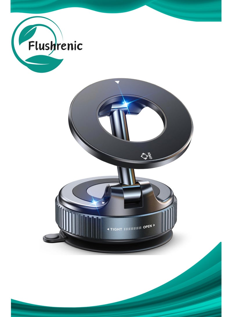 Flushrenic Vacuum Magnetic Phone Holder, compatible with MagSafe, 360° adjustable magnetic phone mount, compact foldable portable phone holder for your car, suitable for all smartphones and all vehicle models. - Image 1