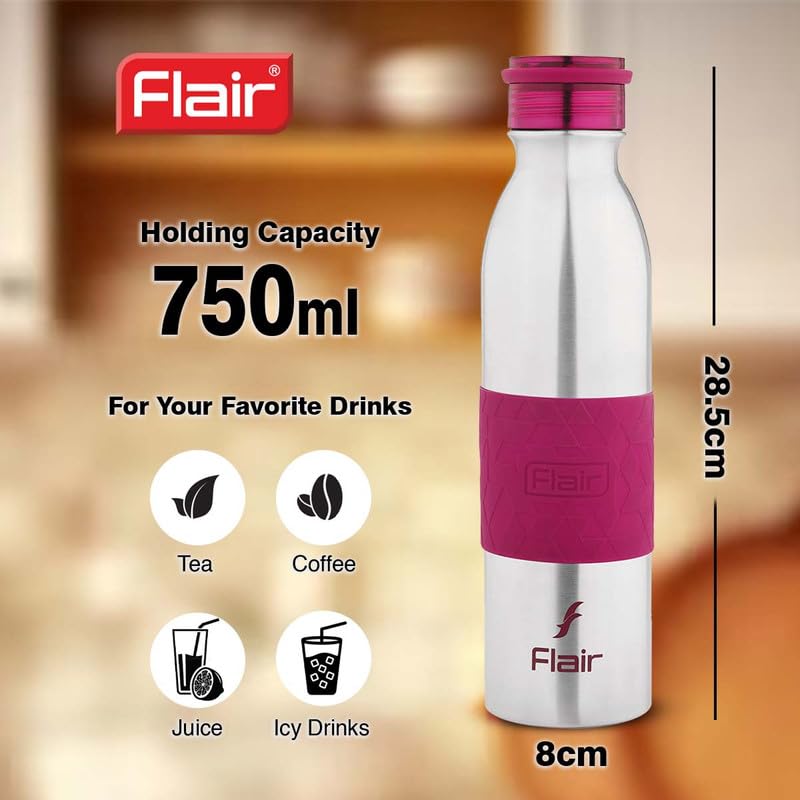 Flair Look PRO Insulated Steel Bottle | Upto 24 Hours Hot & Cold | Leakproof, BPA-Free, Tough & Durable, Copper Coated-Double Walled, Rust Free Water Bottle (900 ml,Purple) - Image 5