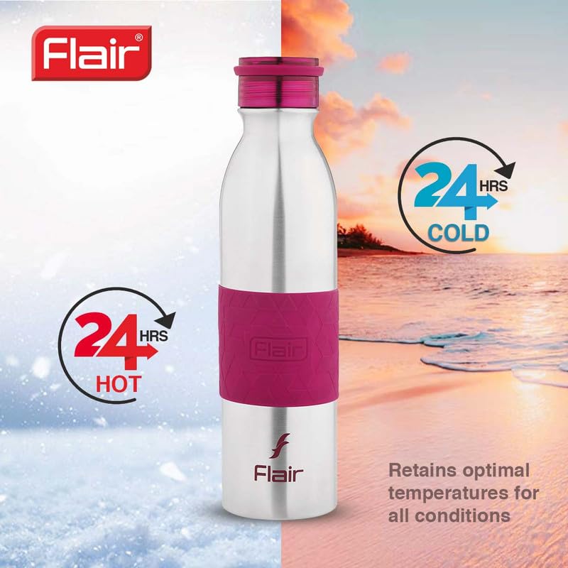 Flair Look PRO Insulated Steel Bottle | Upto 24 Hours Hot & Cold | Leakproof, BPA-Free, Tough & Durable, Copper Coated-Double Walled, Rust Free Water Bottle (900 ml,Purple) - Image 3