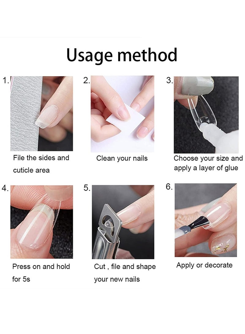 Almond False Nails Tips Full Cover 500pcs Short Acrylic Nails with Case for DIY Nail Art, 10 Sizes - Image 5