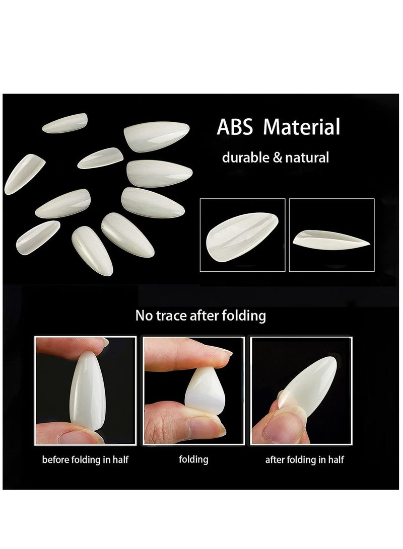 Almond False Nails Tips Full Cover 500pcs Short Acrylic Nails with Case for DIY Nail Art, 10 Sizes - Image 3