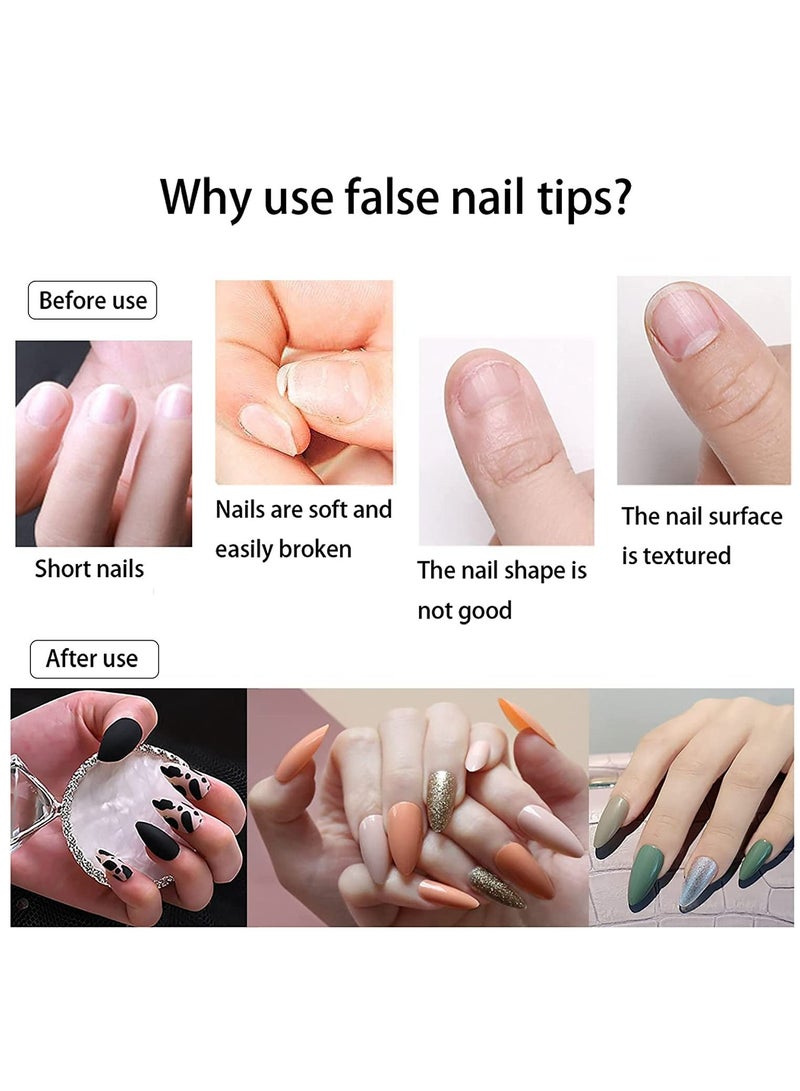 Almond False Nails Tips Full Cover 500pcs Short Acrylic Nails with Case for DIY Nail Art, 10 Sizes - Image 2