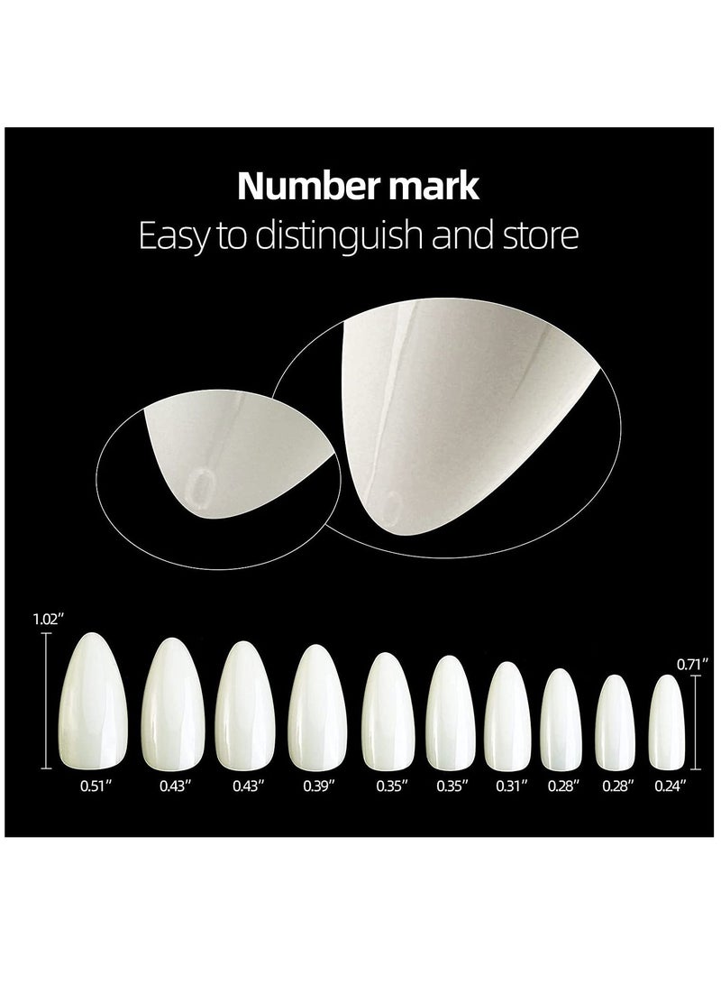Almond False Nails Tips Full Cover 500pcs Short Acrylic Nails with Case for DIY Nail Art, 10 Sizes - Image 4