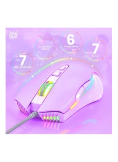 onikuma RGB 6400 DPI Wired Gaming Mouse Breathing LED Optical USB 7 Buttons Gamer Computer Pink Mice for Laptop PC Desktop  - Image 2